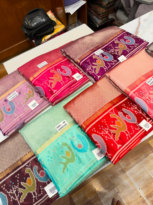 Temple-Border Soft Silk Saree Set — Assorted Colours (wholesale lot)