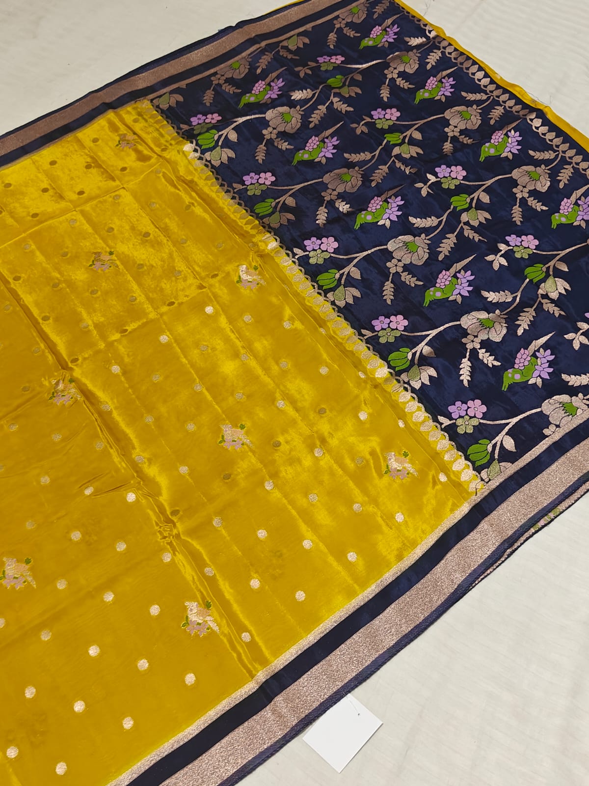 Emerald Green [Banarasi] Silk Saree — Purple Floral Pallu