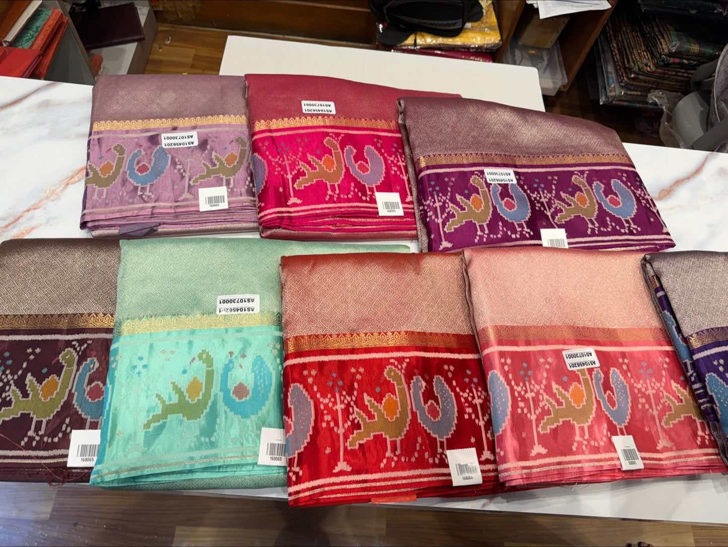 Temple-Border Soft Silk Saree Set — Assorted Colours (wholesale lot)