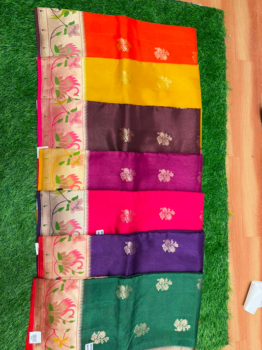 Magenta Pink [Georgette] Saree — Floral Jaal Weave