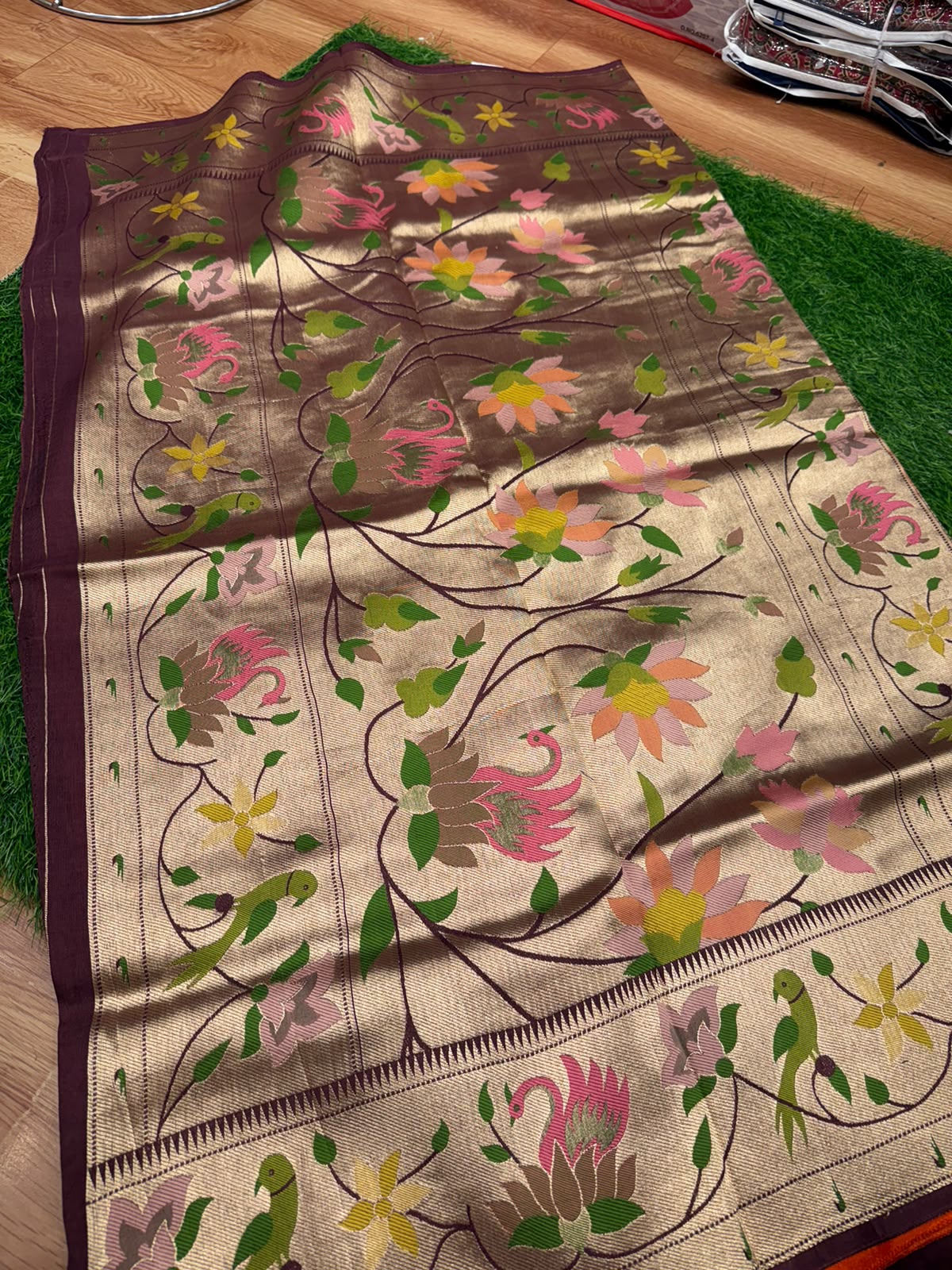 Magenta Pink [Georgette] Saree — Floral Jaal Weave