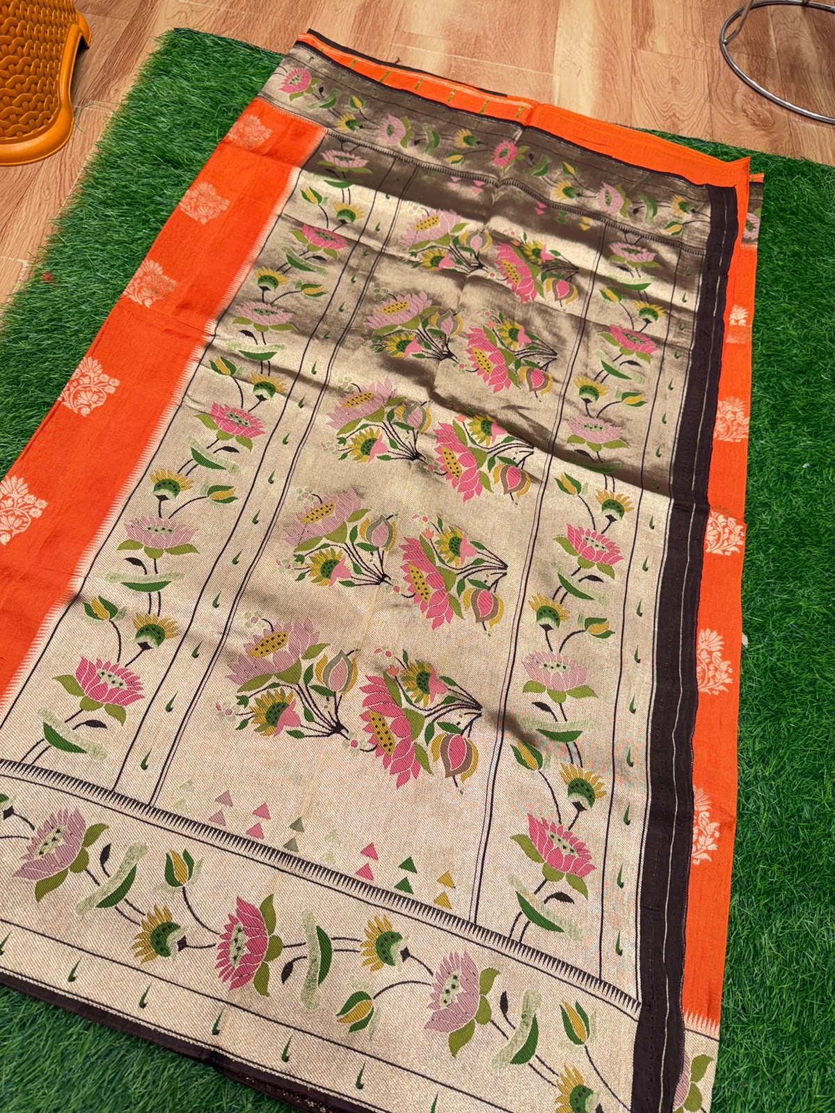 Magenta Pink [Georgette] Saree — Floral Jaal Weave