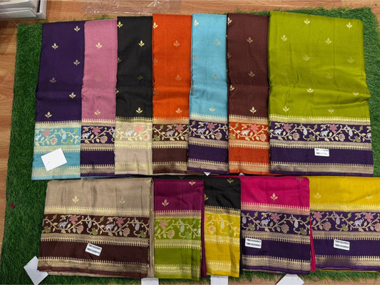 Multicolour [Banarasi] Silk Saree Set — Zari Border (wholesale lot)
