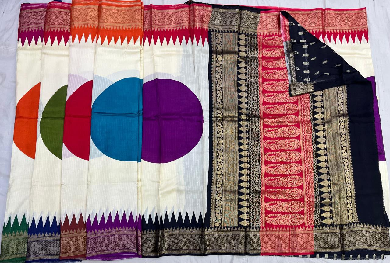 Multicolour Soft Silk Saree Set — Floral Butta (wholesale lot)