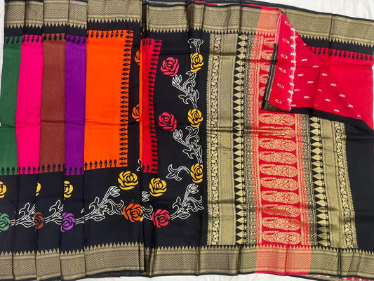 Multicolour Soft Silk Saree Set — Floral Butta (wholesale lot)